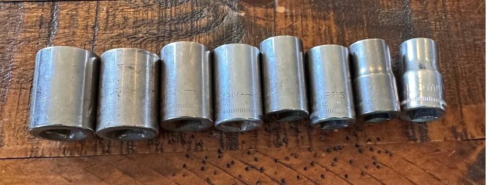 Craftsman G Series 8pc Socket Lot 22/21/18-13mm 1/2" Drive 12pt Owner Marks
